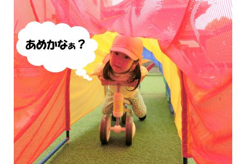 意を決して<span style='color:#6b6bff;'>トンネルの中</span>に入ると…<br>「え！つめたい！あめがふってるよ」と<br><br><span style='color:#ff6bff;'>びっくり</span>した様子で<br>トンネルの中から出てきました<span style='color:#ffba75;'>(>_<)</span><br><br>外に出ると雨は降っていなくて子どもたちの<br>頭の中には<span style='color:#00ff00;'>不思議</span>がいっぱい<span style='color:#ff7575;'>！！</span>