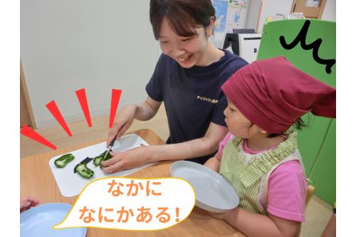 <span style='color:#ff7abc;'>室内</span>に戻って<span style='color:#ffbc7a;'>ピーマンの中身</span>を<br>確認してみることに<span style='color:#ff7aff;'>！！</span>