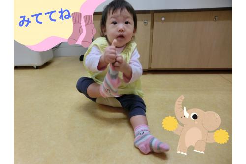 お父さん、お母さんと別れてからは<br>まず、<span style='color:#00ff00;'>靴下</span>を脱ぎます！<br><br>頑張って引っ張って…<br><span style='color:#ff7f00;'>すっぽーん！</span><br>上手に<span style='color:#ff007f;'>脱ぐこと</span>ができました<span style='color:#ff0000;'>♡</span>